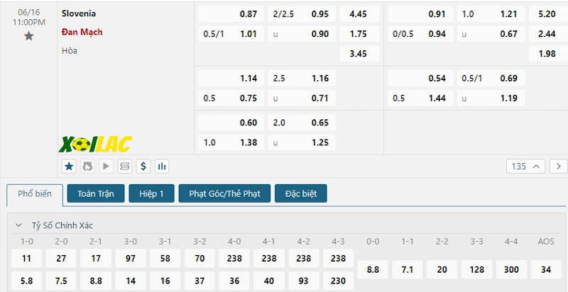 Soi kèo Slovenia vs Đan Mạch 16/06/2024 – Tỷ lệ kèo